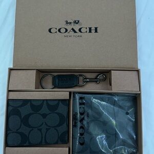 Coach Men's 3-in-1 Wallet Boxed Gift Set Signature Black/Black
